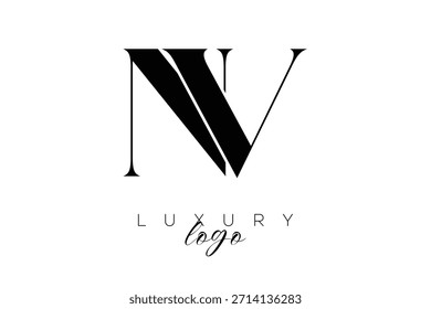 NV Serif Letter Monogram Typography Logo for Elegant Premium Branding Identity