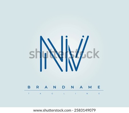 NV Technology Letter Logo Template. This tech letter logo is a graphic mark that uses letters to represent a technology company.