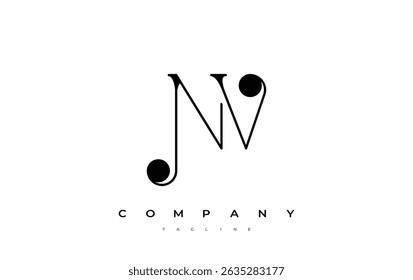 NV Typography Logo Design. Stylish monogram design depiction featuring the letters N and V combined in an artistic signature style, delivering a unique and creative visual representation.