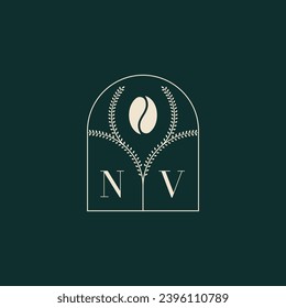 NV Unique and simple logo design combination of letters and coffee bean