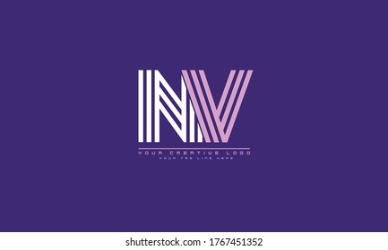 NV VN abstract vector logo monogram template