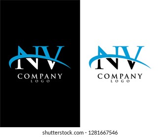 nv, vn initial letter logotype company logo swoosh design vector