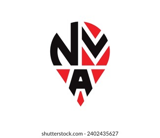 diseño de logotipo de la forma de ubicación de la letra NVA