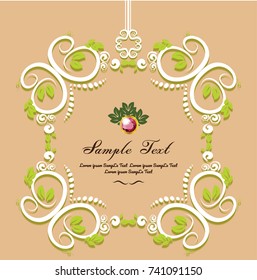 nvitation card templates with mandala  patterned and crystals on paper color.