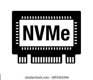 NVM Express, NVMe SSD Device Flat Icon - Non-volatile Storage Media Attached Via PCI Express Bus. Vector Illustration