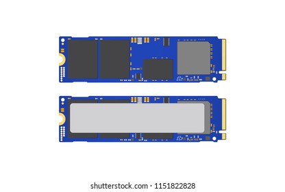 NVMe M.2 PCI-Express (PCI-E) Solid State Drive (SSD) Mock Up.Isolate on white sceen.