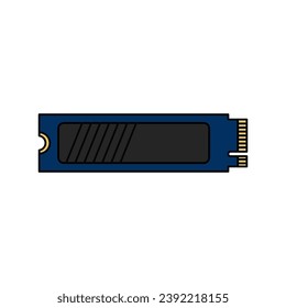 NVMe M.2 PCI-Express (PCI-E) Solid State Drive (SSD) in lineal color icon. Vector illustration of computer peripheral in trendy style. Editable graphic resources for many purposes.