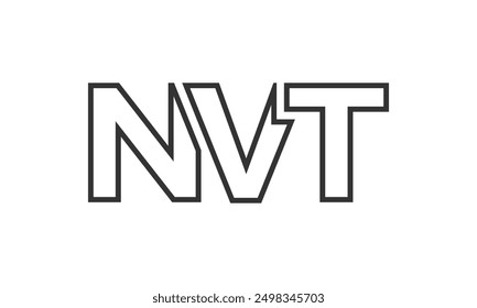 NVT logo design template with strong and modern bold text. Initial based vector logotype featuring simple and minimal typography. Trendy company identity ideal for businesses brand presence.