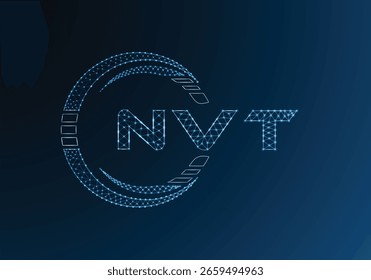 NVT low poly letter logo vector design. NVT lower poly logo design. Low poly logo.