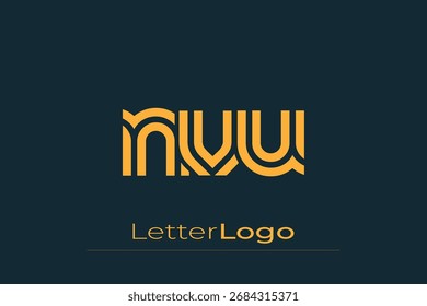 NVU Creative Unique Modern Letter Logo Design. Elegant Monogram Logo Design with Decorative Elements and Typography