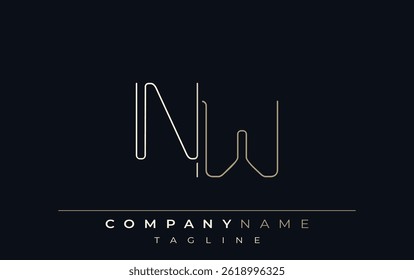 NW Abstract Line Style Logo. Minimalist Design Featuring the Letters N and W Abstract Line Style