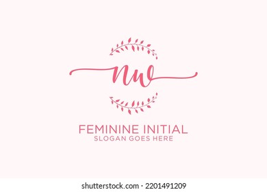 NW beauty monogram and elegant logo design handwriting logo of initial signature, wedding, fashion, floral and botanical with creative template.