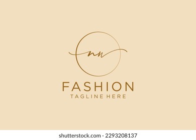 NW Feminine logo beauty monogram and elegant logo design, handwriting logo of initial signature, wedding, fashion, floral and botanical with creative template.