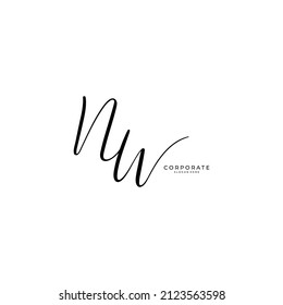 NW handwritten logo template. Initial signature vector