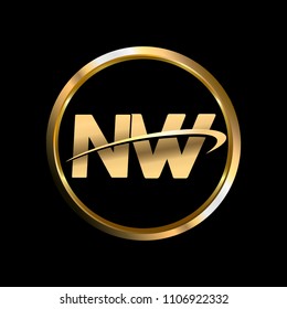 NW initial circle company logo gold black background
