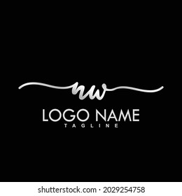 NW Initial Handwriting Logo Design Vector