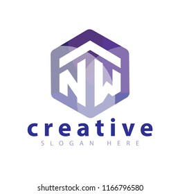 NW Initial letter hexagonal logo vector