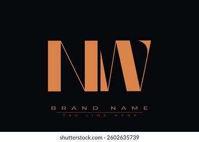 NW initial letter logo design. Letter N and W luxury alphabet letter logo icon template