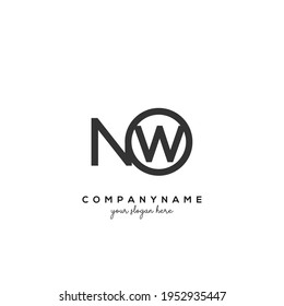 NW Initial letter logo inside circle shape inside rounded black monogram