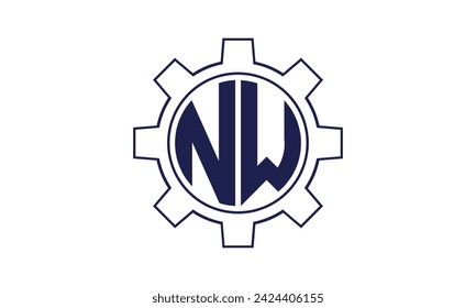 NW initial letter mechanical circle logo design vector template. industrial, engineering, servicing, word mark, letter mark, monogram, construction, business, company, corporate, commercial, geometric