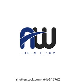 nw initial letter uppercase logo blue and black