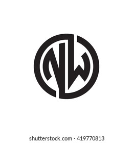 NW initial letters looping linked circle monogram logo