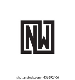 NW initial letters looping linked square monogram logo