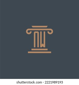 Nuevo monograma inicial para el logotipo de la firma de ley con diseño de hitos