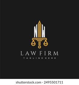 NW initial monogram for lawfirm logo with sword and scale