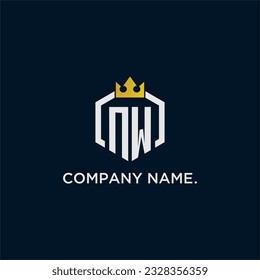 NW initial monogram logo design for hexagon style  crown elegant image