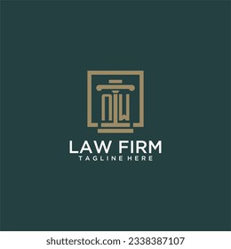 Nuevo logotipo de monograma inicial para la firma de abogados con diseño de hitos en cuadrado creativo