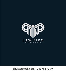 NW initial monogram logo lawfirm with pillar design