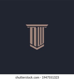 NW initial monogram logo with pillar style design