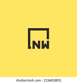 NW initial monogram logo with square style design