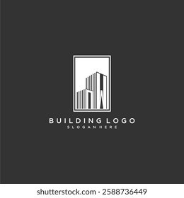 NW initial monogram real estate logo with building creative square style design