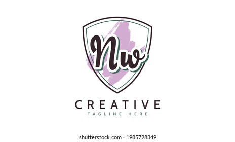 NW Initials, handwriting logo vector