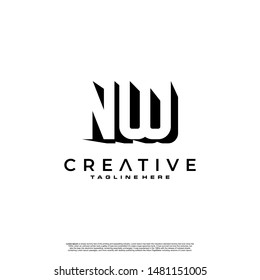 NW Letter Initial Logo Design in shadow shape design concept