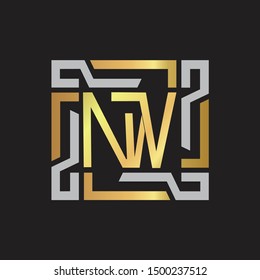 NW Letter logo initial capital monogram with abstract ornament
