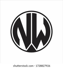 NW Logo monogram circle with piece ribbon style on white background