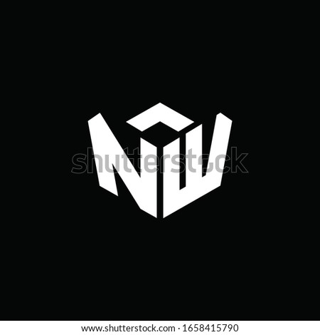 NW logo monogram with emblem style ribbon design template