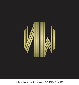 NW Logo monogram outline style linked isolated with gold colors
