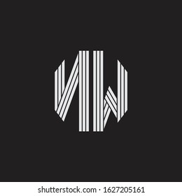 NW Logo monogram with outline style linked isolated on black background