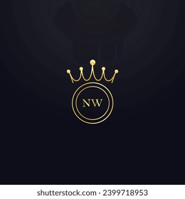 NW logo. N W design. White NW letter. NW, N W letter logo design. Initial letter NW linked circle uppercase monogram logo. N W letter logo vector design. Golden latter, golden, mark