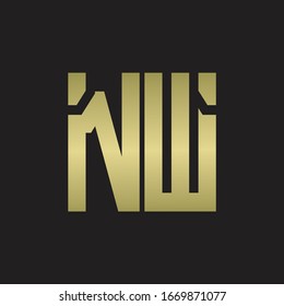 NW Logo with squere shape design template with gold colors
