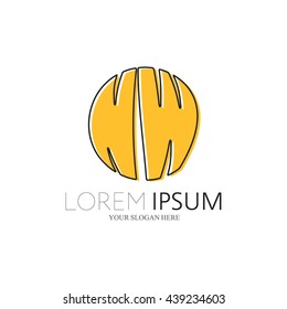 NW Logo. Vector Graphic Sphere Branding Letter Element. White Background