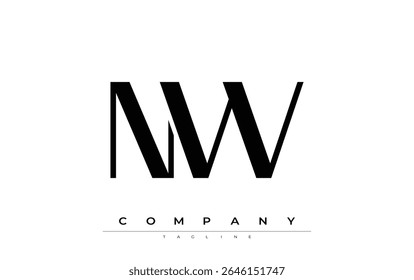 NW Modern Initials Logo Design. Branding logo with stylized initials showcasing bold design and modern aesthetic. Ideal for professional business branding or creative projects focusing on minimalistic