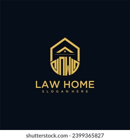 Logotipo inicial de monograma NW para lawhiener con diseño de hogar de forma
