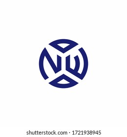 NW monogram logo with abstract shapes in modern style design template