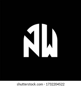 NW monogram logo with curve shape design template isolated on black background