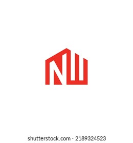 NW monogram logo inside house shape - red.